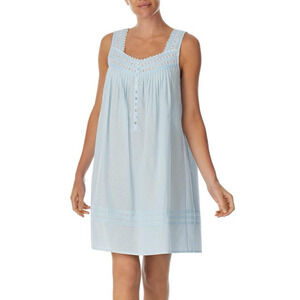 Eileen West AQUA Blue Sleeveless with Lace Detail Nightgown Women Size MED NEW
